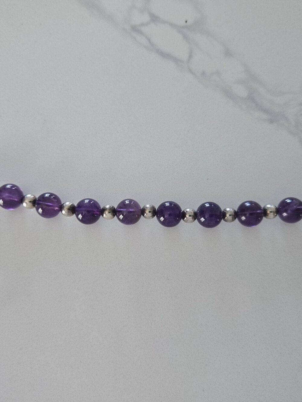 Tiffany & Co. Amethyst Bead Bracelet with Silver Accents